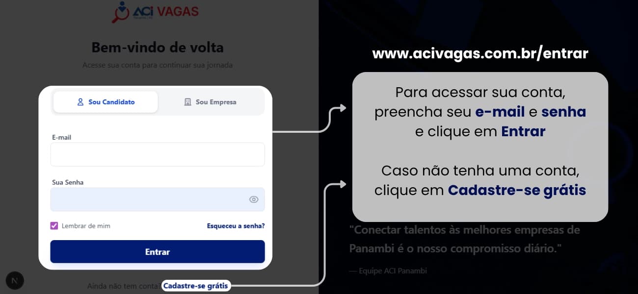 2. Acesse sua conta ou Cadastre-se