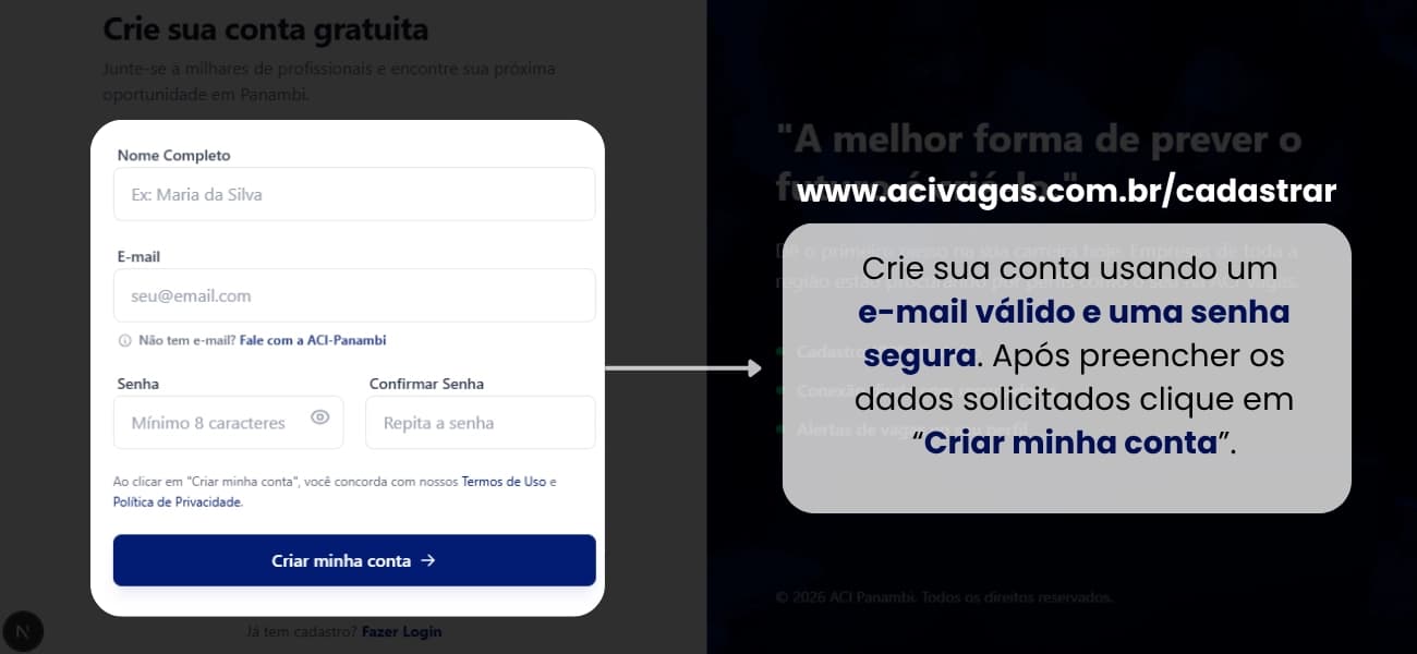 3. Preencha o Formulário de Registro